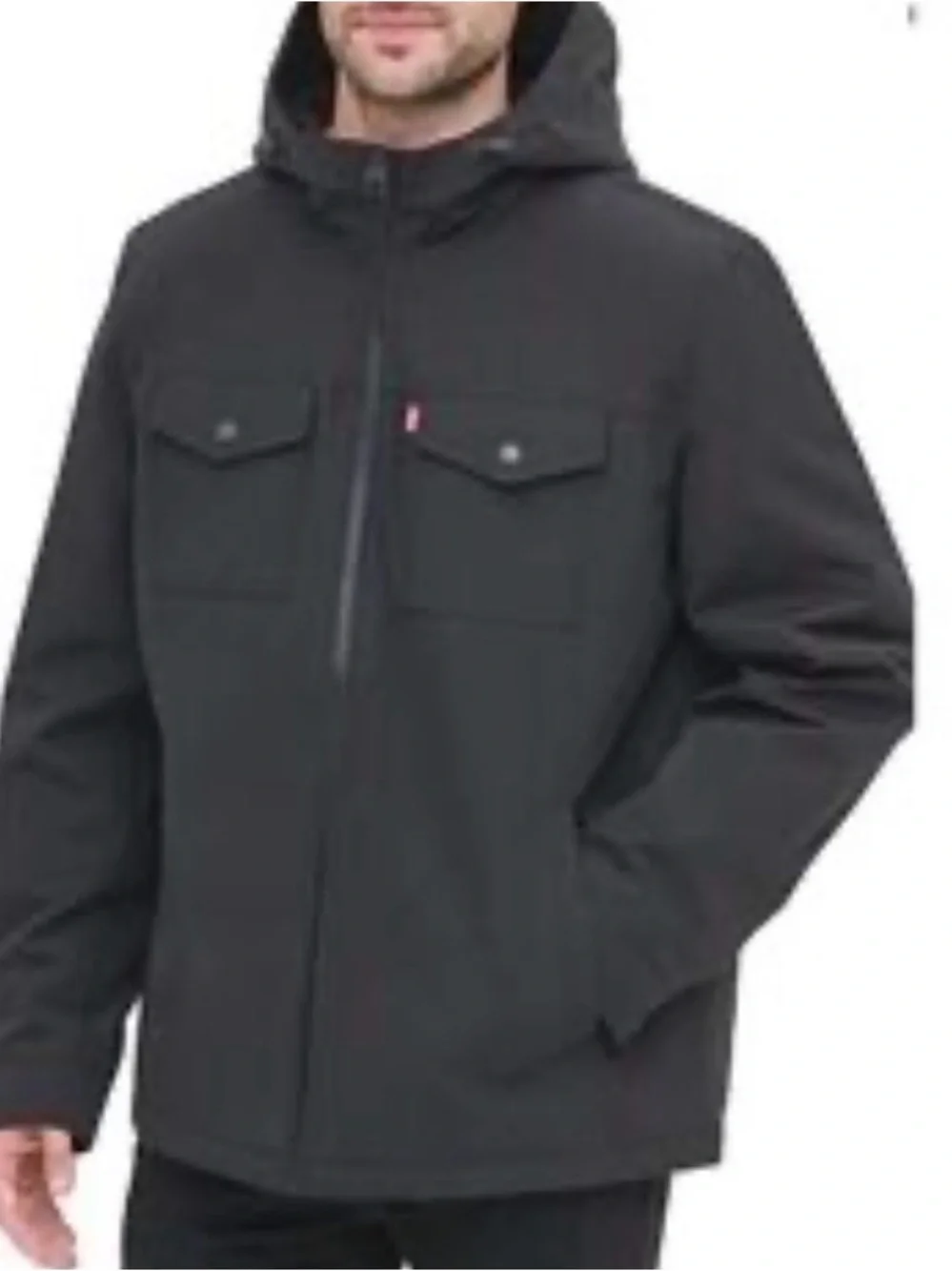 Levi's‎ Men's Black Softshell Sherpa Lined Hooded Jacket Small